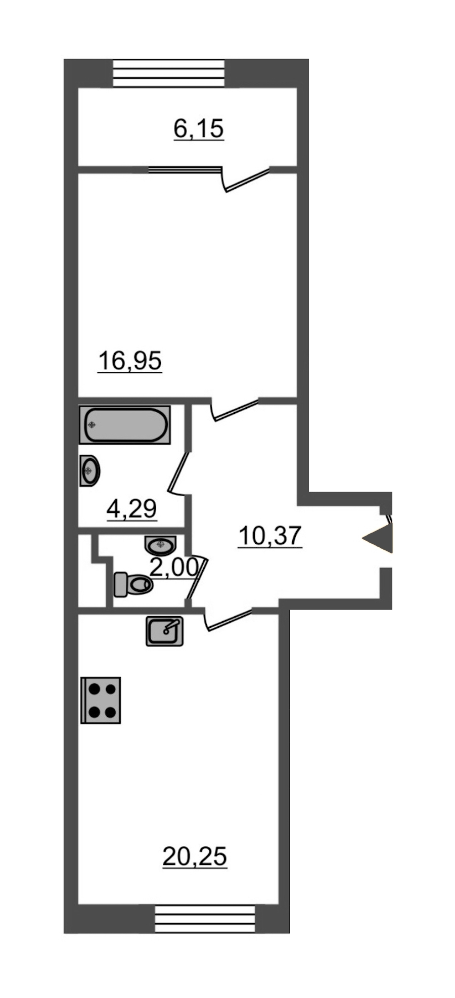 1-комнатная, 60 м² — ЖК ЖК Botanica (Ботаника)