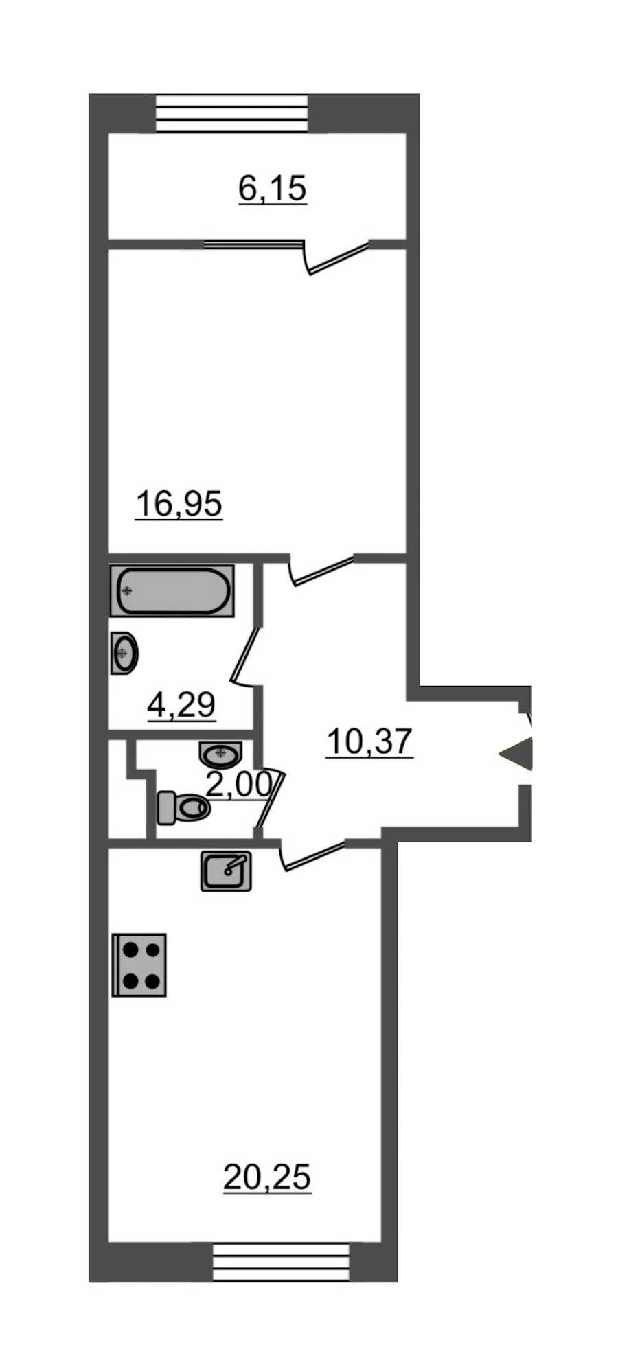 1-комнатная, 60 м² — ЖК ЖК Botanica (Ботаника)