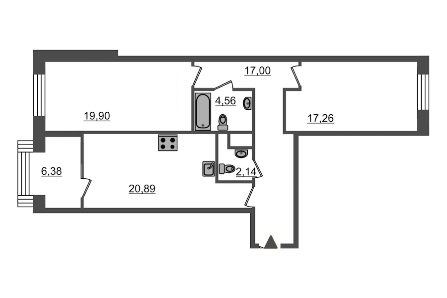 2-комнатная, 88 м² — ЖК ЖК Botanica (Ботаника)