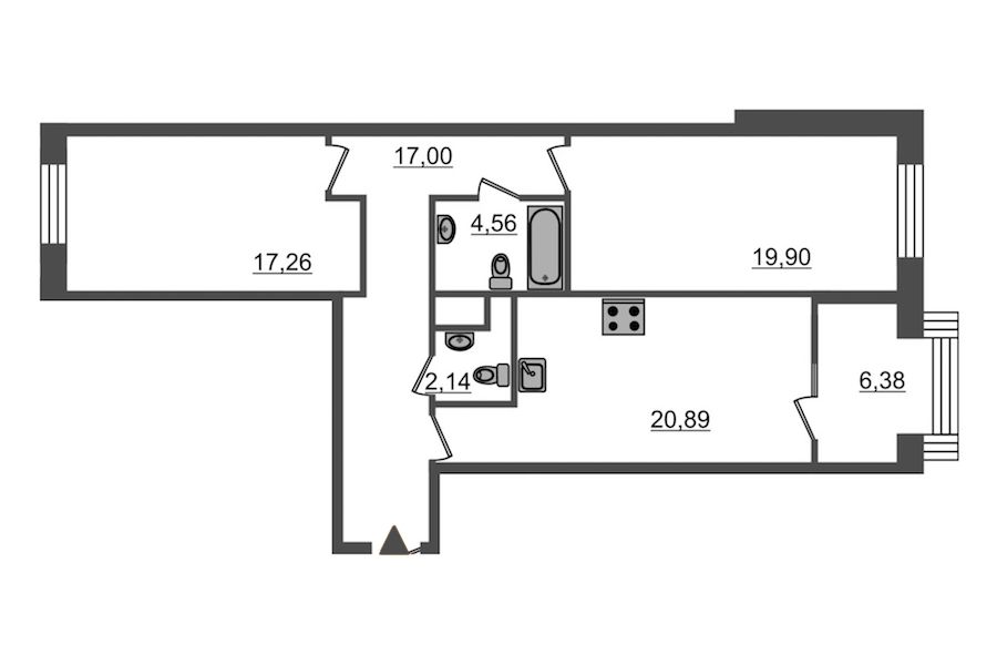 2-комнатная, 88 м² — ЖК ЖК Botanica (Ботаника)