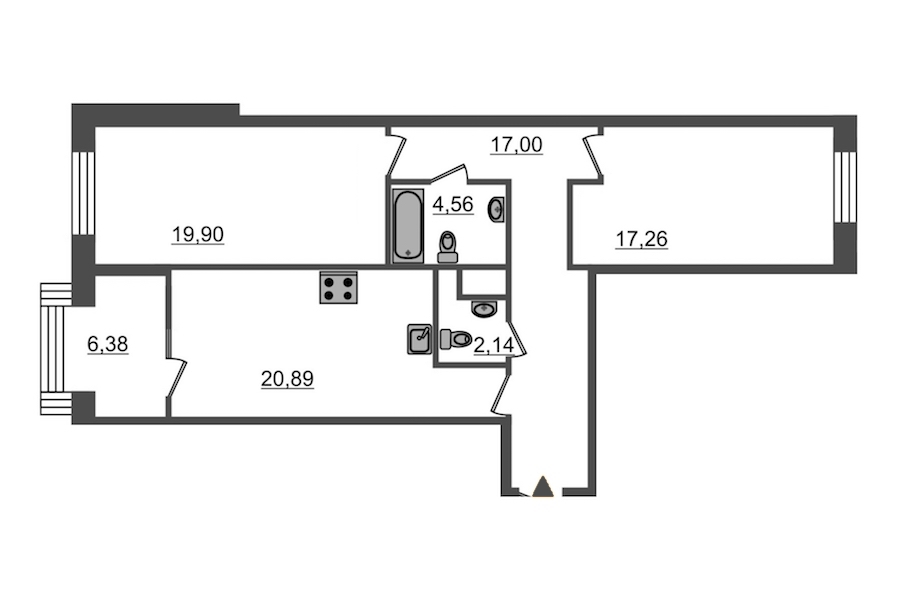 2-комнатная, 88 м² — ЖК ЖК Botanica (Ботаника)