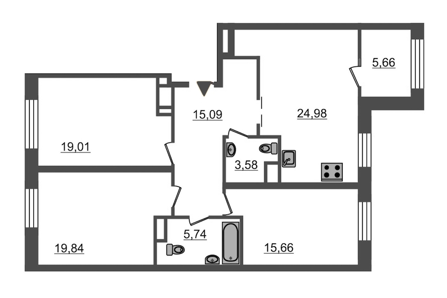 3-комнатная, 110 м² — ЖК ЖК Botanica (Ботаника)