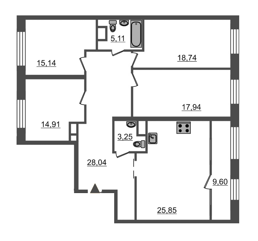 4-комнатная, 139 м² — ЖК ЖК Botanica (Ботаника)