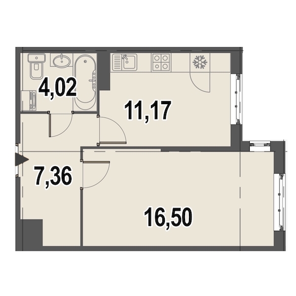 1-комнатная, 39 м² — ЖК ЖК Дом у Каретного