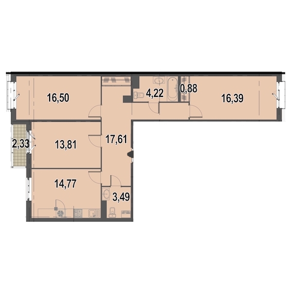 3-комнатная, 89 м² — ЖК ЖК Дом у Каретного