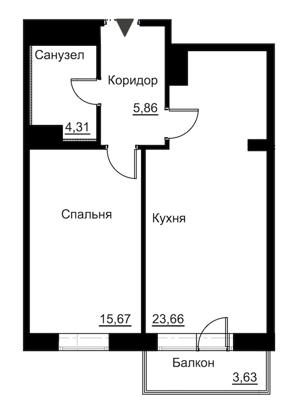 1-комнатная, 51 м² — ЖК Жилой дом Ye's Residence (Йес Резиденс)