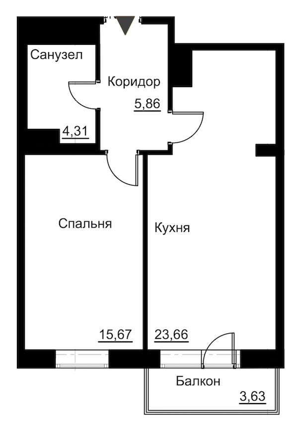 1-комнатная, 51 м² — ЖК Жилой дом Ye's Residence (Йес Резиденс)