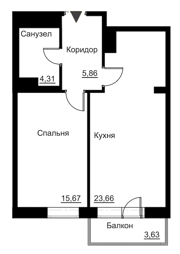 1-комнатная, 51 м² — ЖК Жилой дом Ye's Residence (Йес Резиденс)
