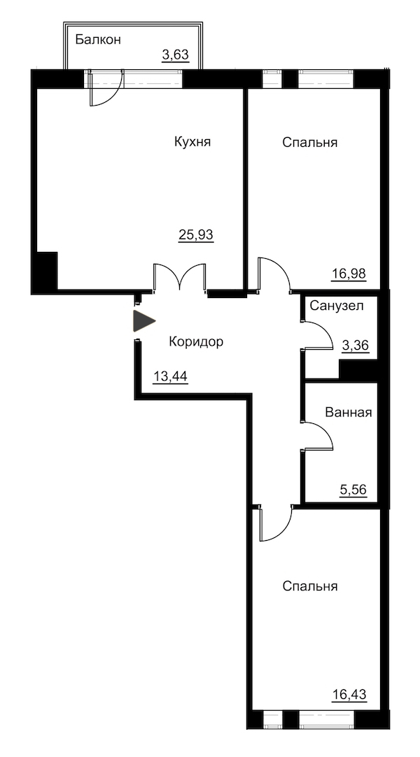 2-комнатная, 84 м² — ЖК Жилой дом Ye's Residence (Йес Резиденс)