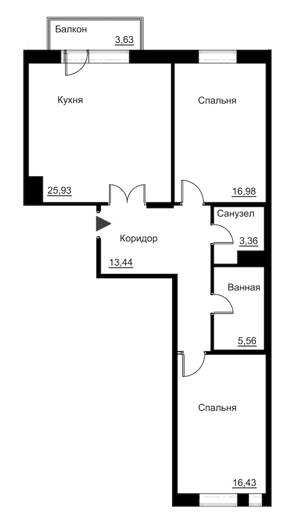 2-комнатная, 84 м² — ЖК Жилой дом Ye's Residence (Йес Резиденс)