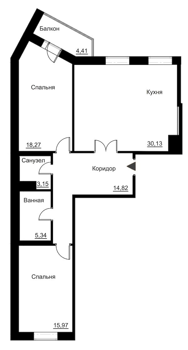 2-комнатная, 90 м² — ЖК Жилой дом Ye's Residence (Йес Резиденс)