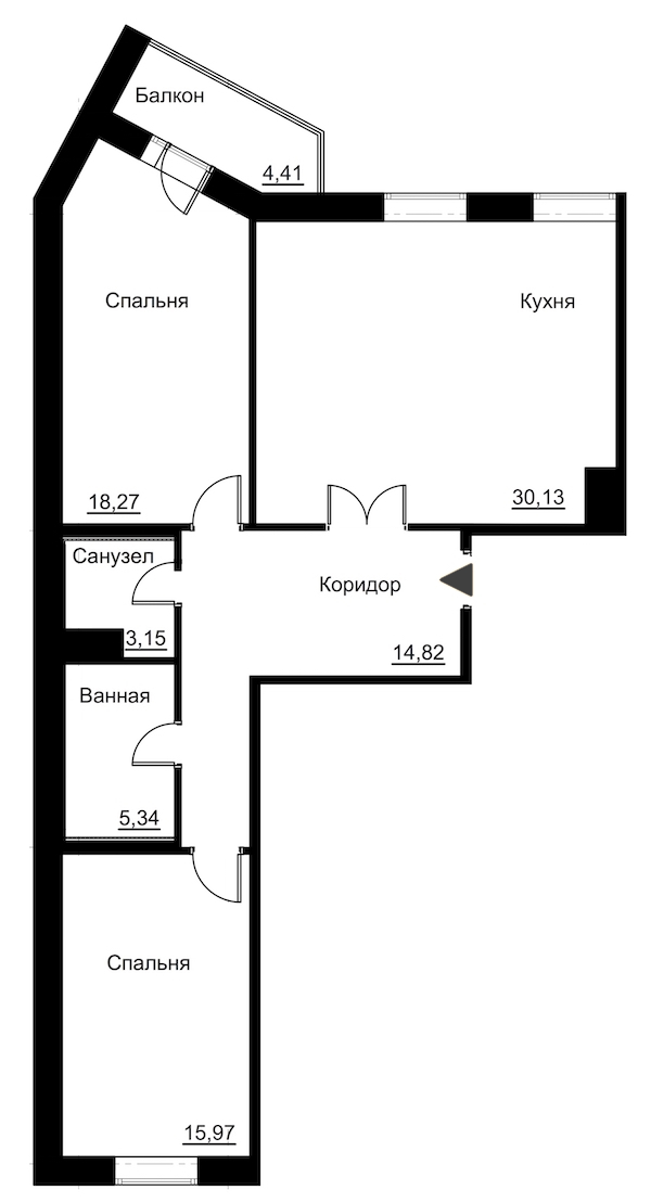 2-комнатная, 90 м² — ЖК Жилой дом Ye's Residence (Йес Резиденс)