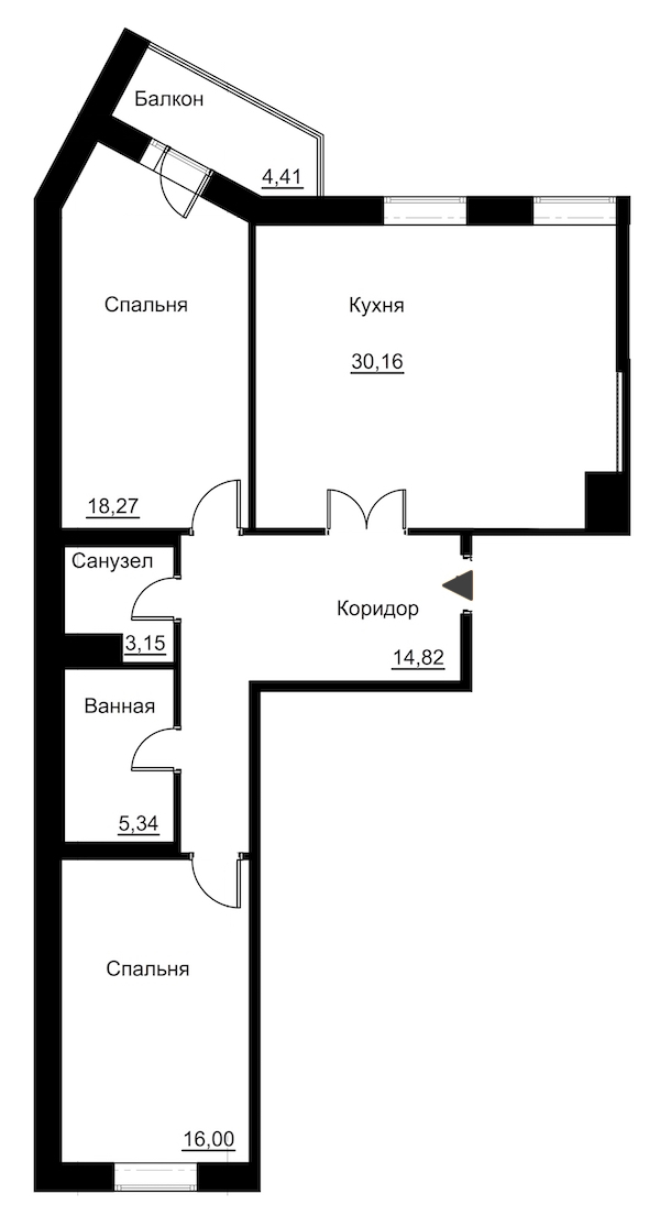 2-комнатная, 90 м² — ЖК Жилой дом Ye's Residence (Йес Резиденс)