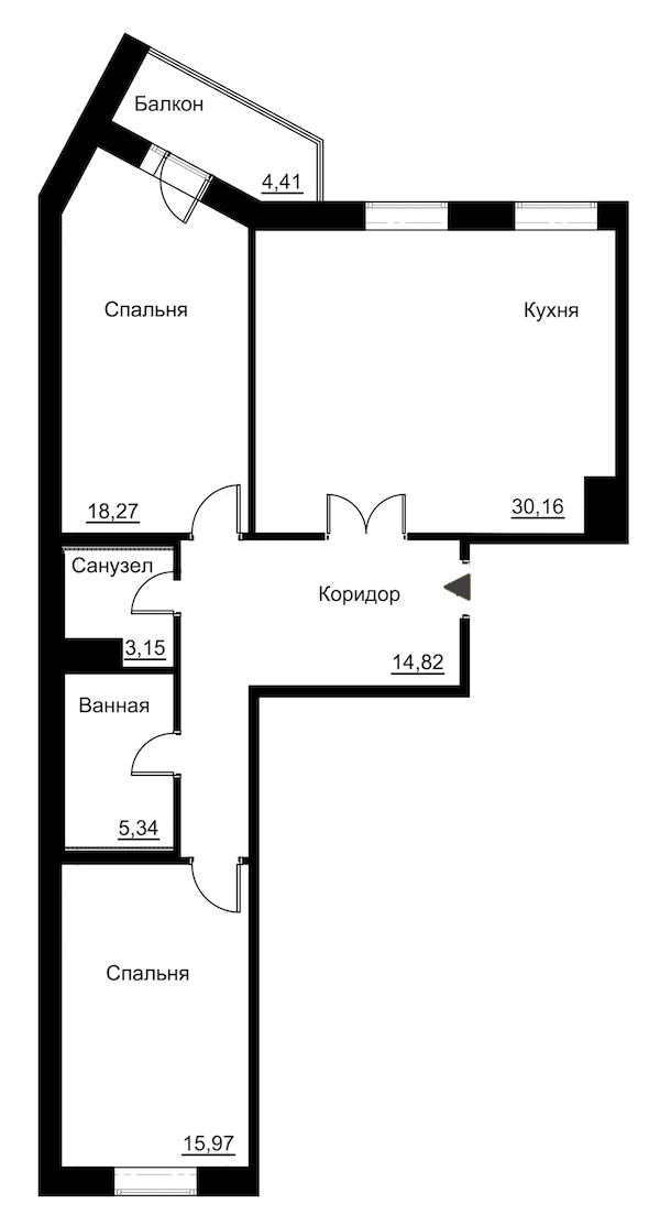 2-комнатная, 90 м² — ЖК Жилой дом Ye's Residence (Йес Резиденс)