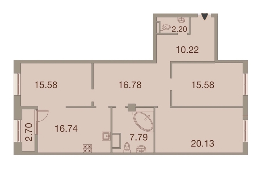 3-комнатная, 106 м² — ЖК ЖК Neva Haus (Нева Хаус)