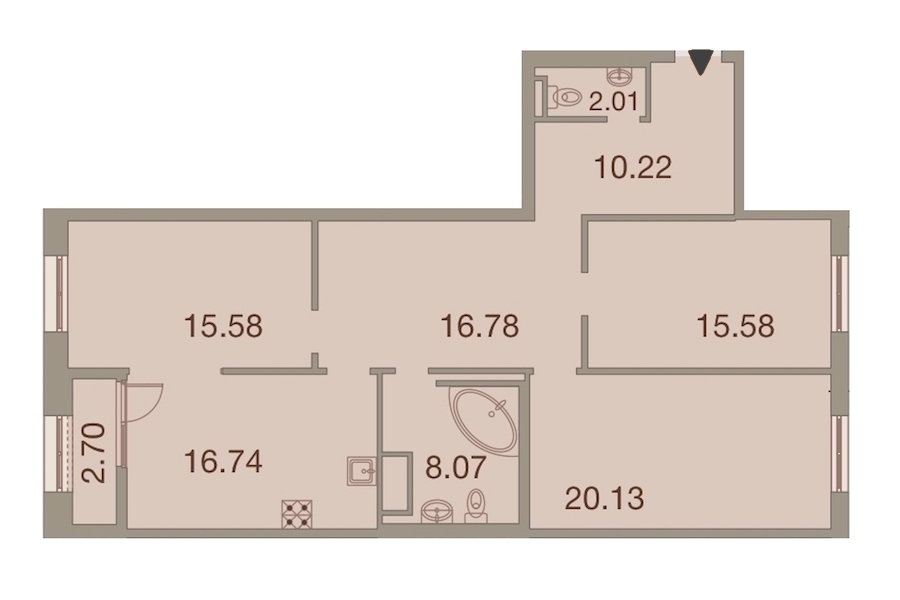 3-комнатная, 107 м² — ЖК ЖК Neva Haus (Нева Хаус)