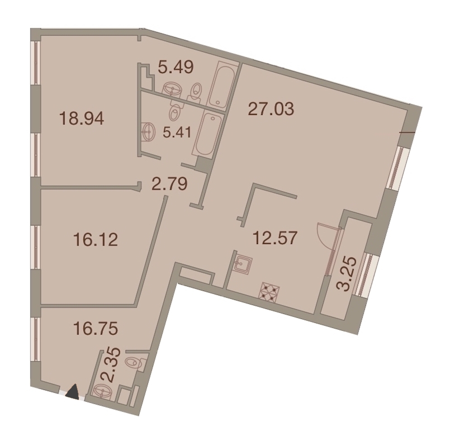 3-комнатная, 109 м² — ЖК ЖК Neva Haus (Нева Хаус)