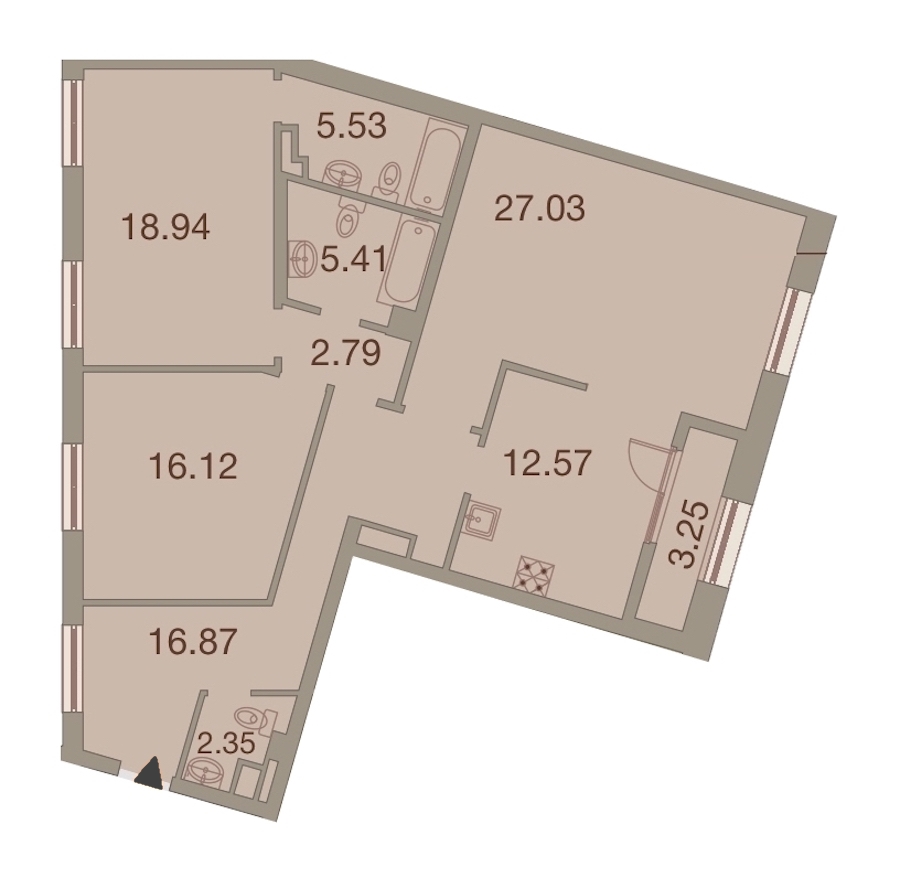 3-комнатная, 109 м² — ЖК ЖК Neva Haus (Нева Хаус)