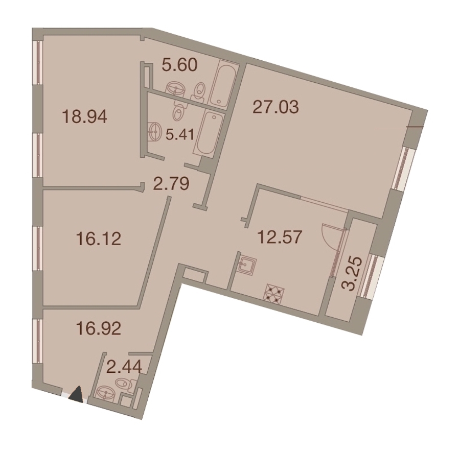 3-комнатная, 109 м² — ЖК ЖК Neva Haus (Нева Хаус)