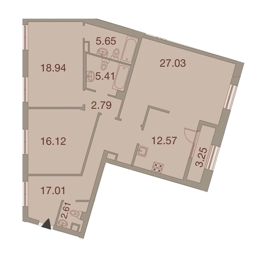3-комнатная, 110 м² — ЖК ЖК Neva Haus (Нева Хаус)