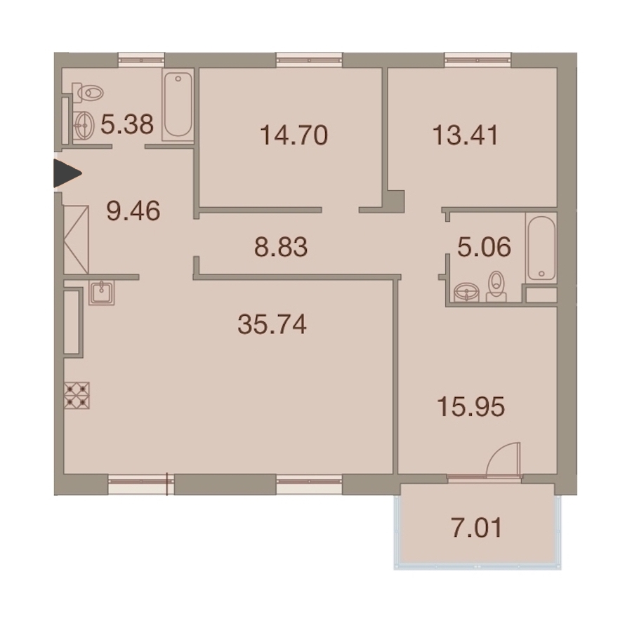 3-комнатная, 112 м² — ЖК ЖК Neva Haus (Нева Хаус)