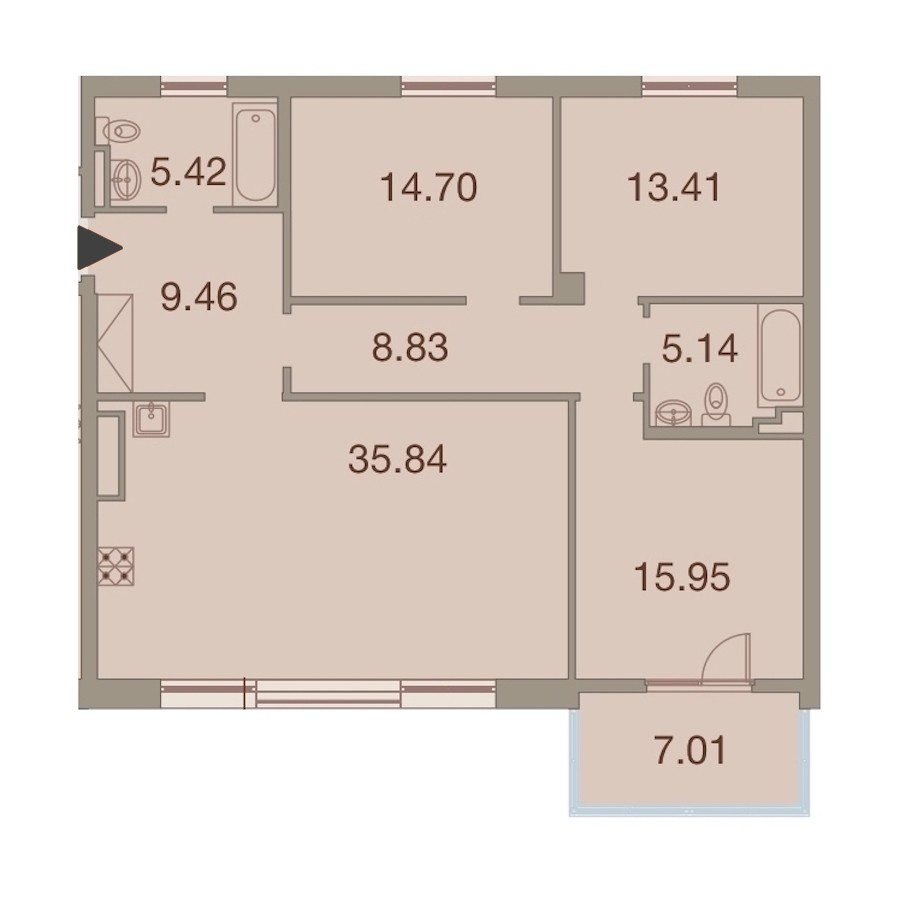 3-комнатная, 112 м² — ЖК ЖК Neva Haus (Нева Хаус)