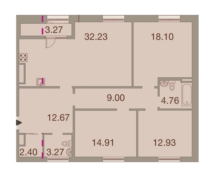 3-комнатная, 112 м² — ЖК ЖК Neva Haus (Нева Хаус)