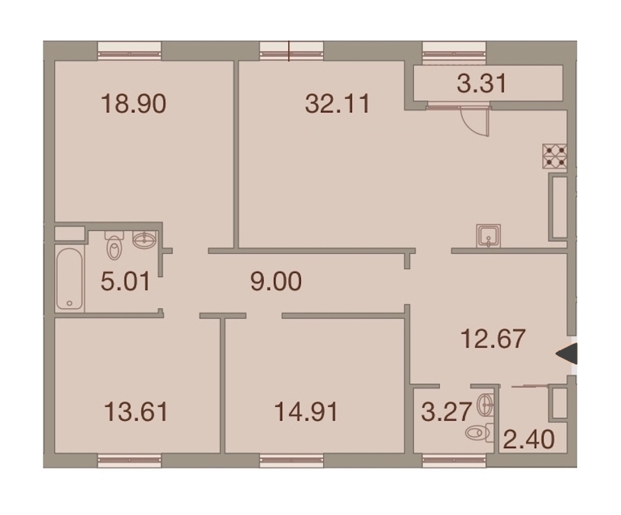 3-комнатная, 114 м² — ЖК ЖК Neva Haus (Нева Хаус)