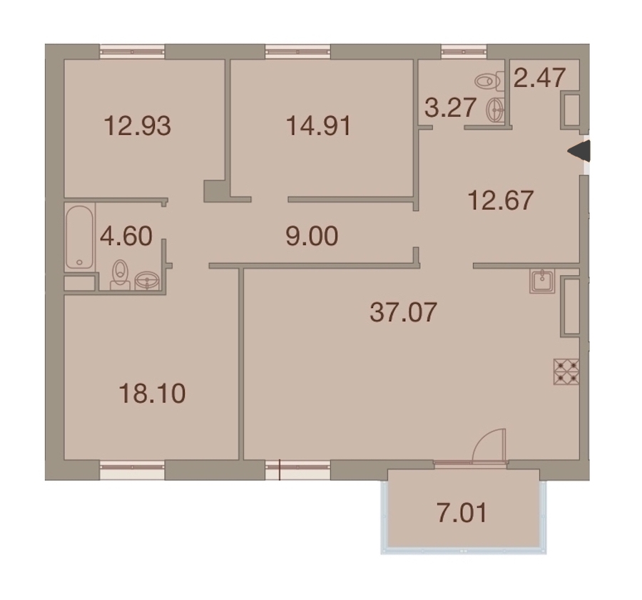 3-комнатная, 118 м² — ЖК ЖК Neva Haus (Нева Хаус)