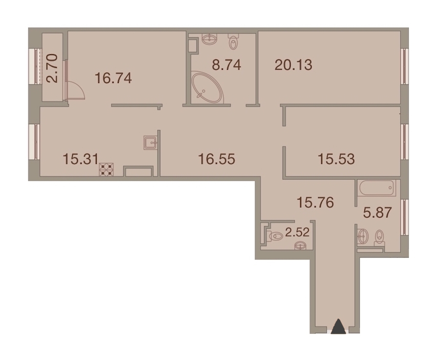 3-комнатная, 119 м² — ЖК ЖК Neva Haus (Нева Хаус)