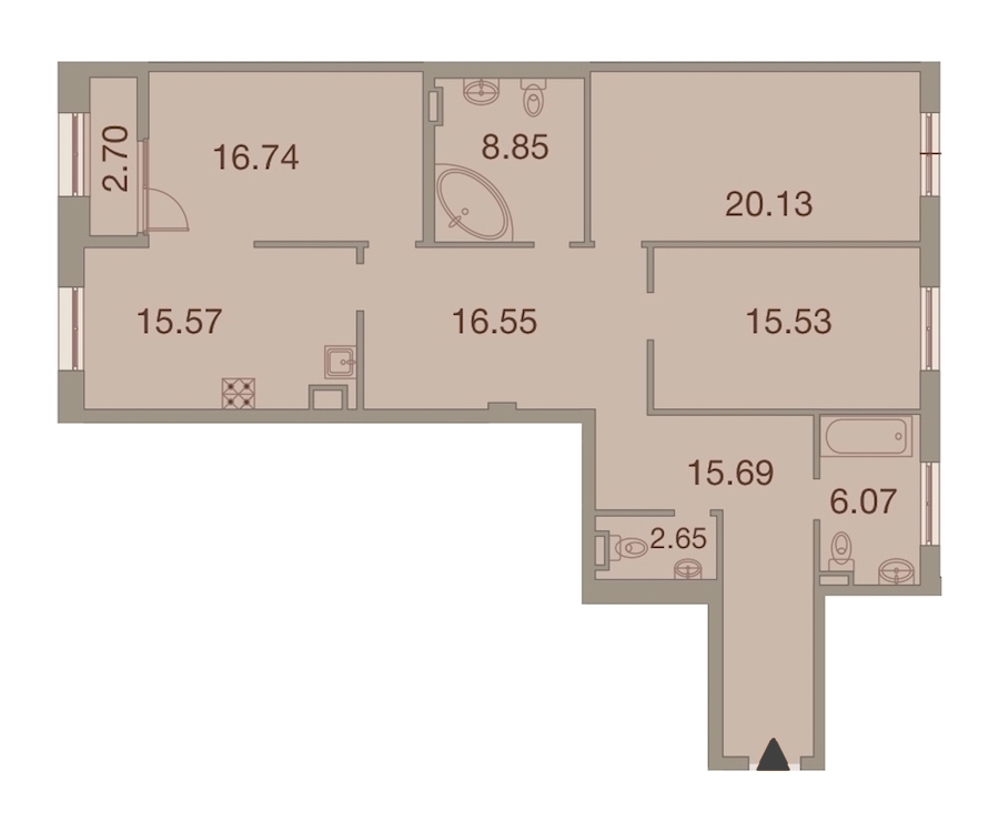 3-комнатная, 119 м² — ЖК ЖК Neva Haus (Нева Хаус)