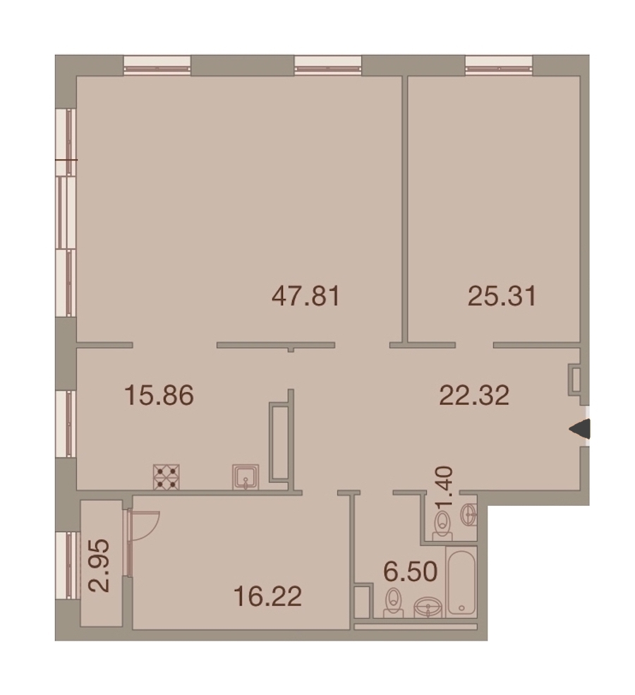 3-комнатная, 137 м² — ЖК ЖК Neva Haus (Нева Хаус)