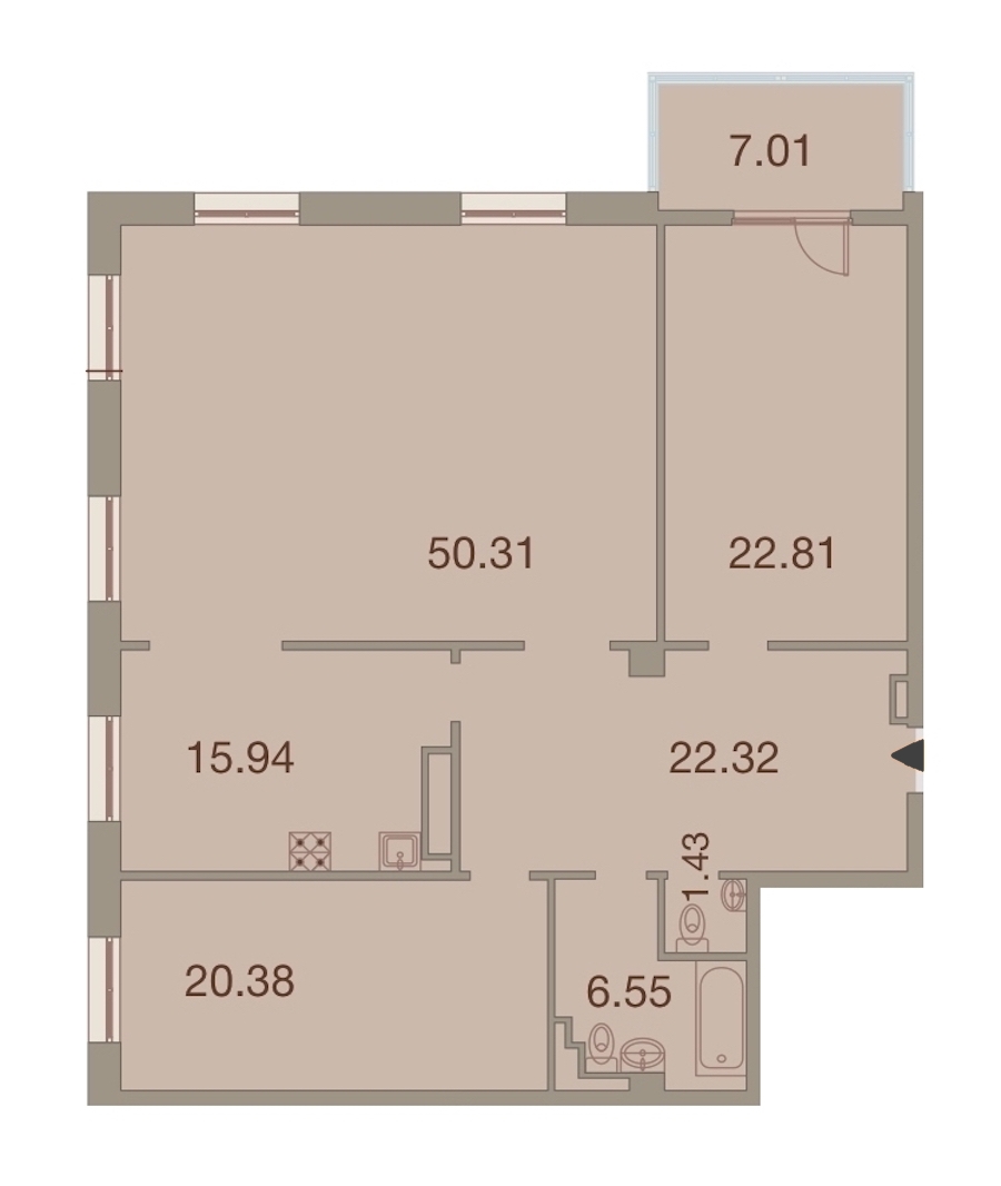 3-комнатная, 143 м² — ЖК ЖК Neva Haus (Нева Хаус)