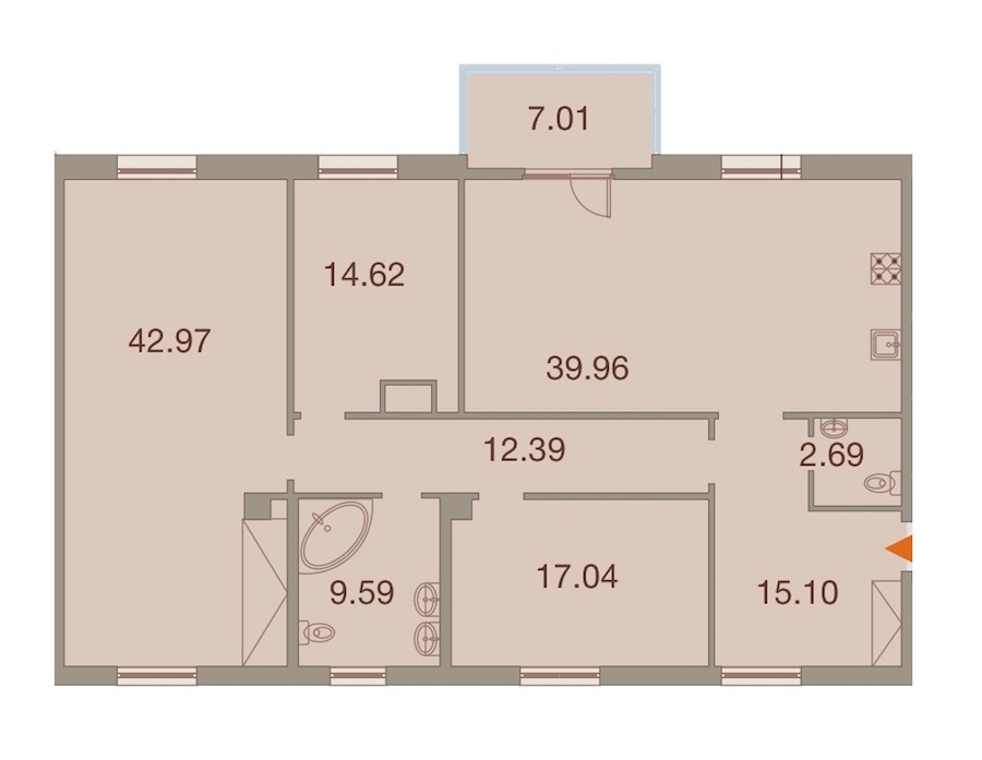 3-комнатная, 158 м² — ЖК ЖК Neva Haus (Нева Хаус)