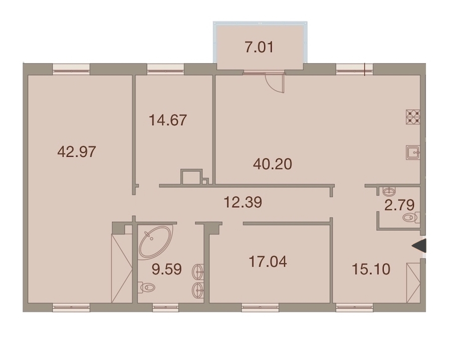 3-комнатная, 158 м² — ЖК ЖК Neva Haus (Нева Хаус)