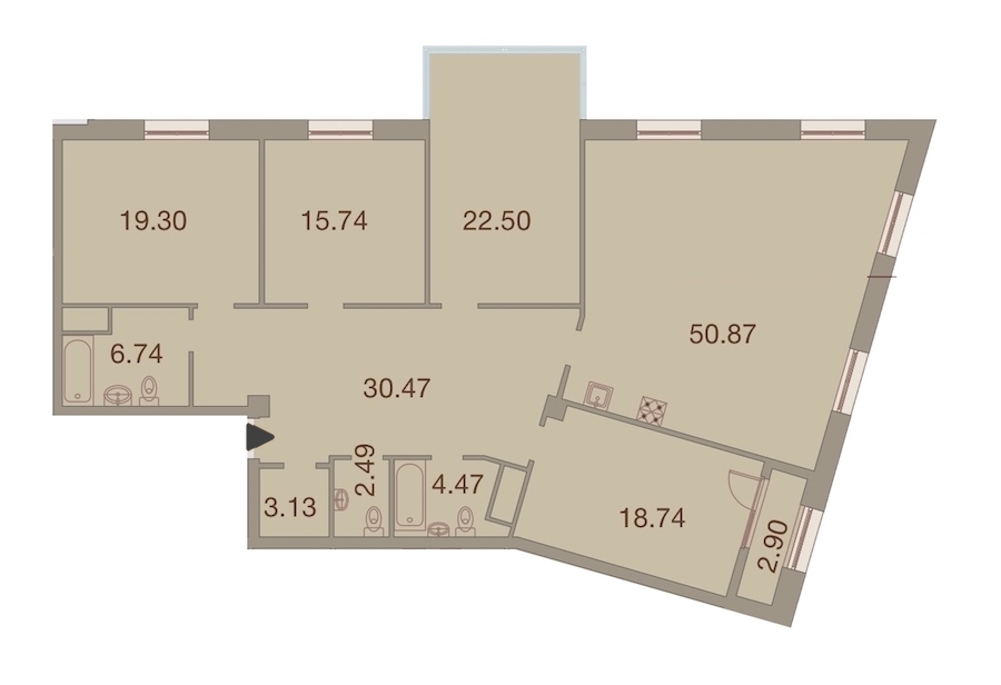 4-комнатная, 176 м² — ЖК ЖК Neva Haus (Нева Хаус)