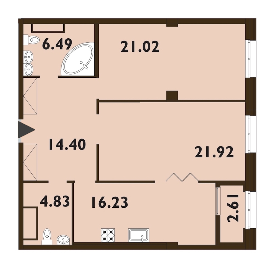 2-комнатная, 86 м² — ЖК ЖК Neva Haus (Нева Хаус)