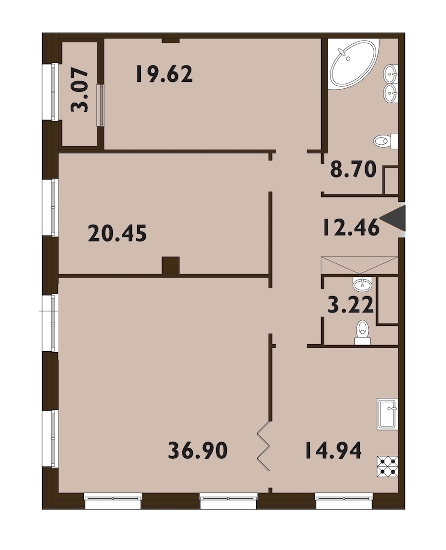 3-комнатная, 118 м² — ЖК ЖК Neva Haus (Нева Хаус)