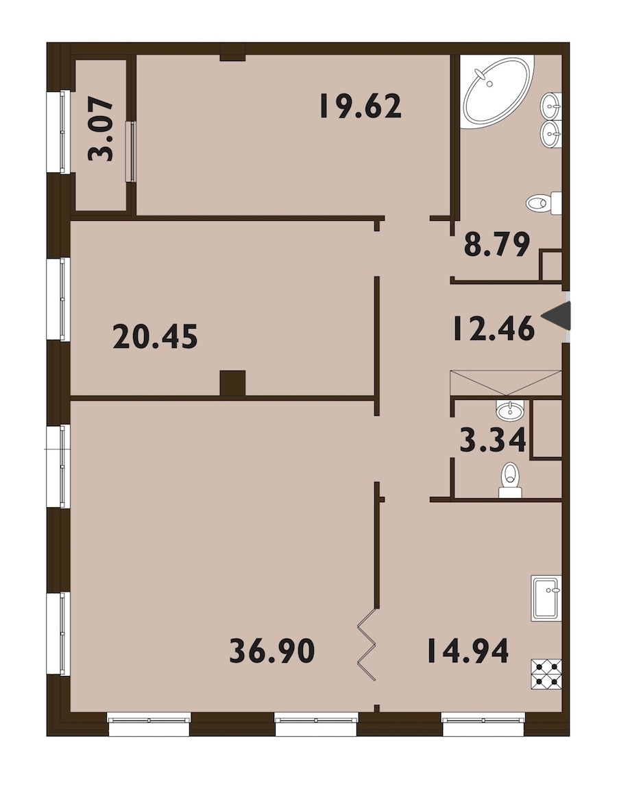 3-комнатная, 118 м² — ЖК ЖК Neva Haus (Нева Хаус)