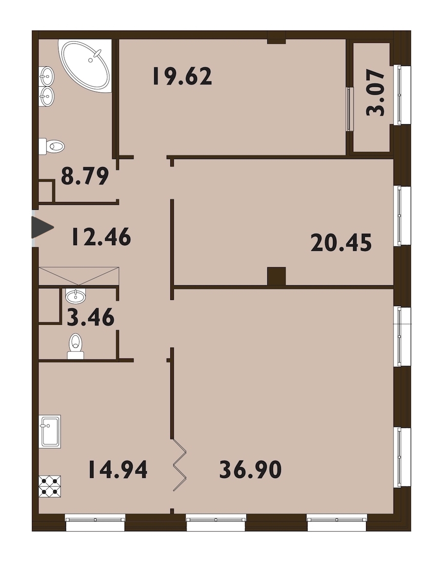 3-комнатная, 118 м² — ЖК ЖК Neva Haus (Нева Хаус)