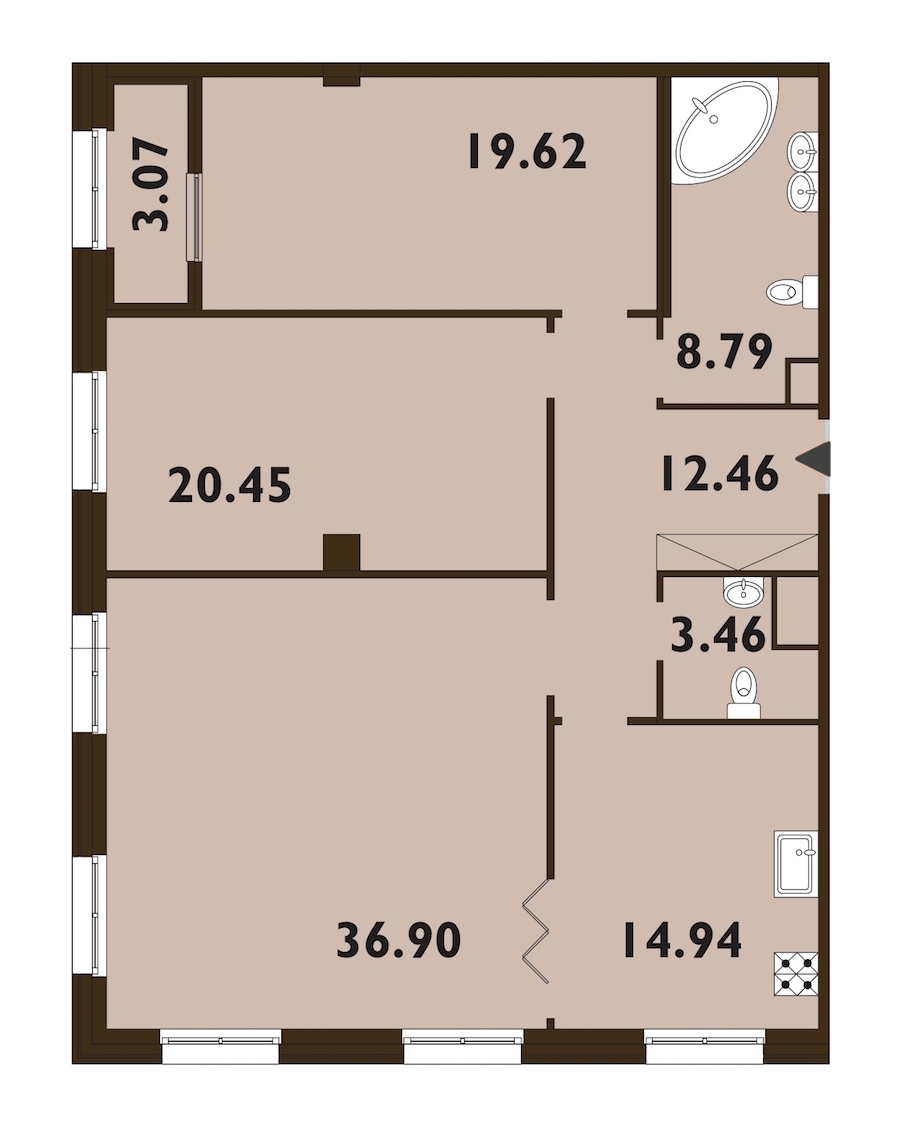 3-комнатная, 118 м² — ЖК ЖК Neva Haus (Нева Хаус)