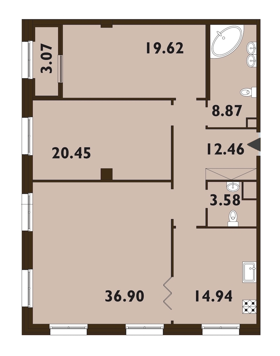 3-комнатная, 118 м² — ЖК ЖК Neva Haus (Нева Хаус)