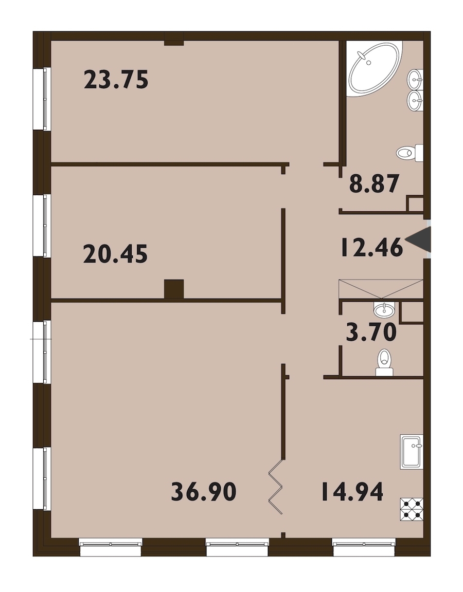 3-комнатная, 121 м² — ЖК ЖК Neva Haus (Нева Хаус)
