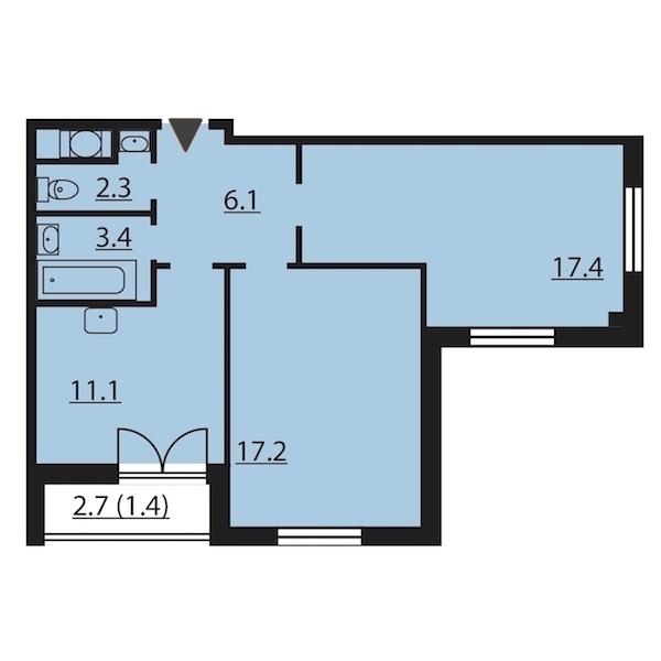 2-комнатная, 59 м² — ЖК ЖК Цивилизация на Неве