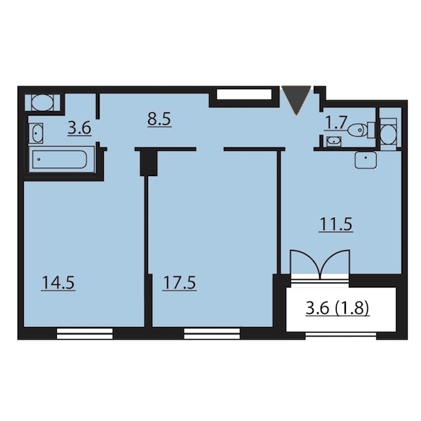 2-комнатная, 59 м² — ЖК ЖК Цивилизация на Неве