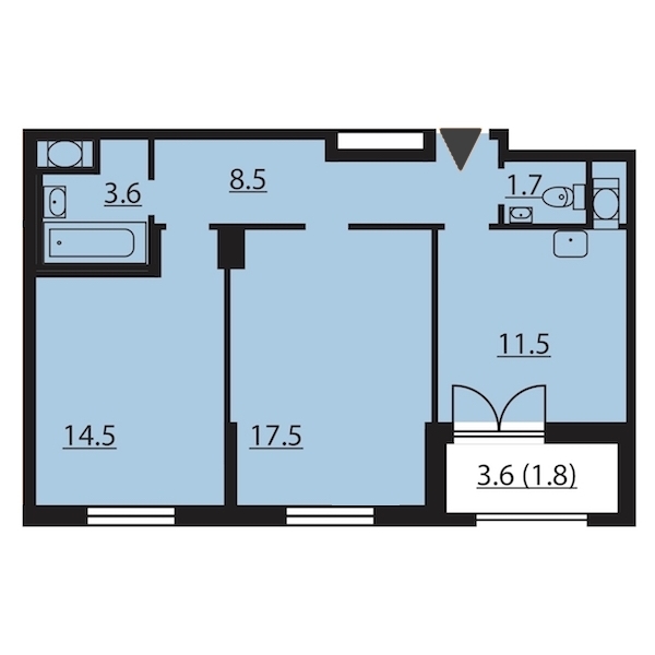 2-комнатная, 59 м² — ЖК ЖК Цивилизация на Неве