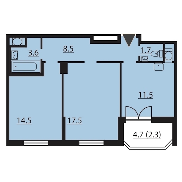 2-комнатная, 60 м² — ЖК ЖК Цивилизация на Неве