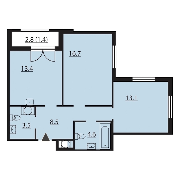 2-комнатная, 61 м² — ЖК ЖК Цивилизация на Неве