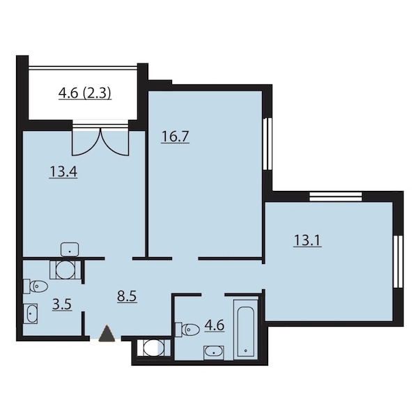2-комнатная, 62 м² — ЖК ЖК Цивилизация на Неве
