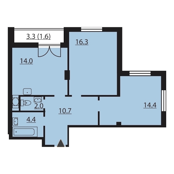 2-комнатная, 63 м² — ЖК ЖК Цивилизация на Неве